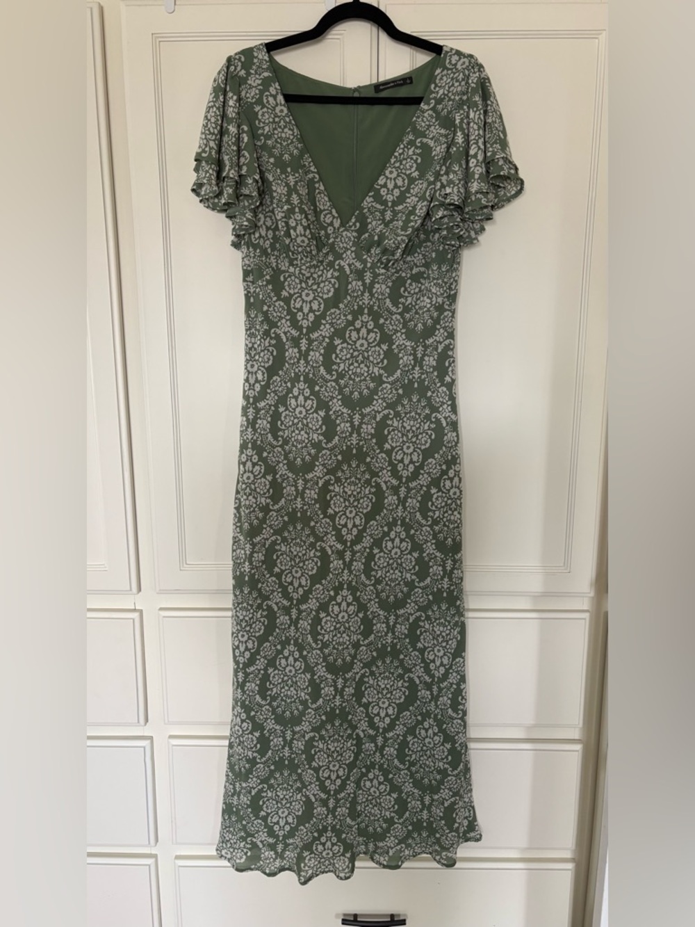 Abercrombie & Fitch Ruffle Sleeve Maxi Dress, Green, L - Picture 3 of 16